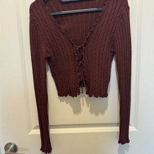 Brown Cable Knit Cardigan